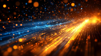 Fototapeta premium Abstract Background with Orange and Blue Light Trails and Bokeh Effect