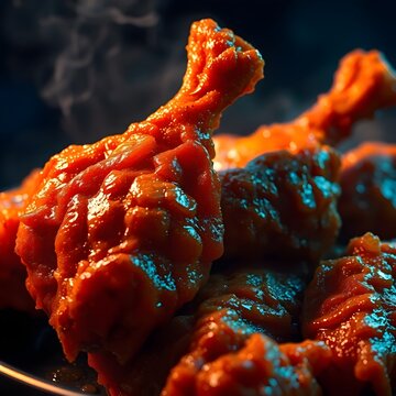 Steaming plate of crispy chicken wings with sauce