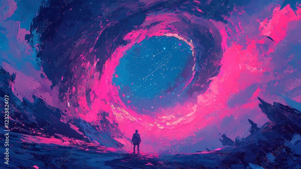 Poster celestial maze, a dynamic pixel art representation of a starry labyrinth, where shifting constellati