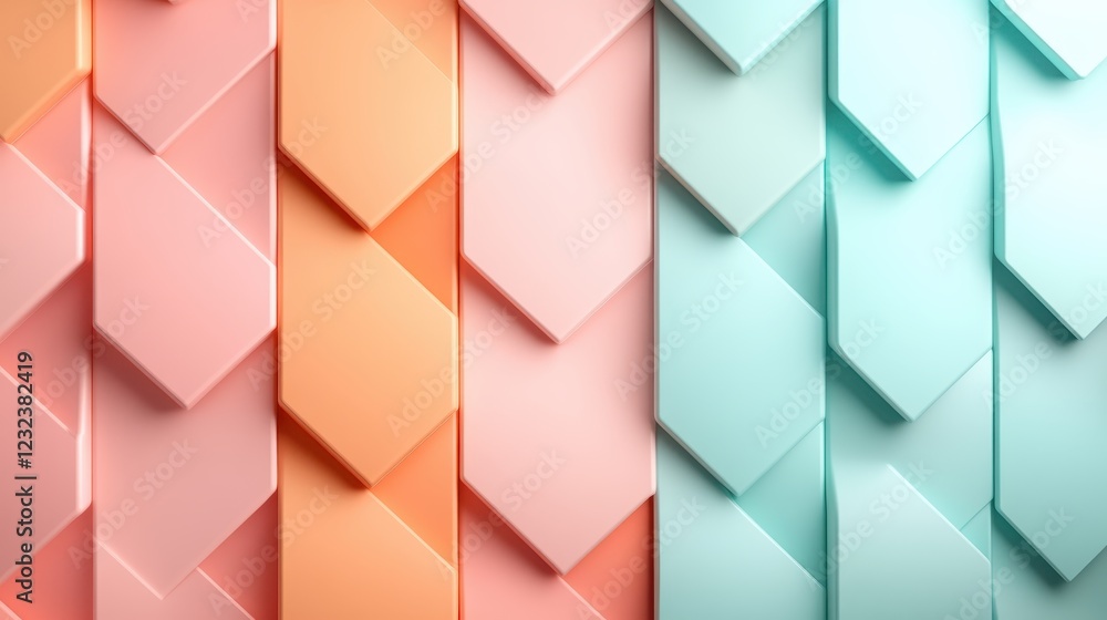 Poster this image showcases a seamless geometric pattern with elegant, interlocking shapes in soft pastel c