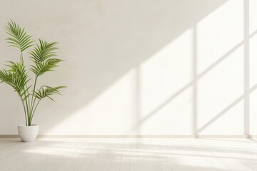 Serene Indoor Plant Arrangement with Soft Natural Light and Shadows