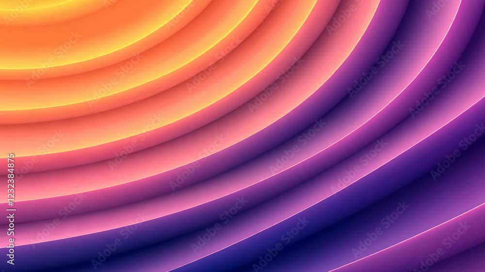 Poster colorful sound waves abstract background with gradient lines pulsating in warm tones of orange pink 