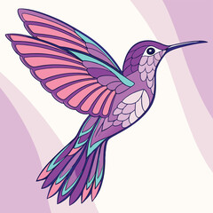 Obraz premium Hummingbird flying near flowers with a peaceful and colorful design