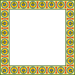 Vector colored square classic byzantine ornament. Rectangle, border, Ancient Greece, Eastern Roman Empire frame. Decoration of the Russian Orthodox Church