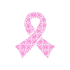 Autism Awareness Puzzle Ribbon Element Vector Illustration