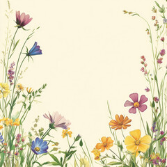 Colorful wildflowers on a light background.