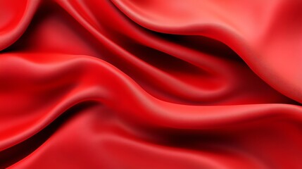 Fototapeta premium Red silk fabric with subtle heart patterns, elegant romance, 3D illustration