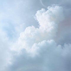 Obraz premium Soft fluffy white clouds in pastel blue sky 