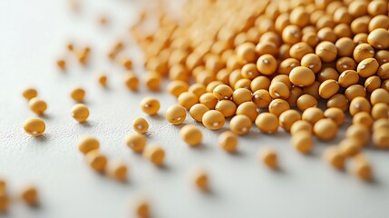Yellow mustard seeds close-up, food texture background
