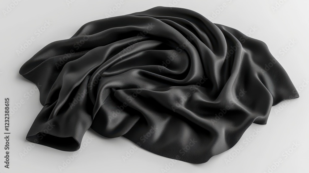 Aufkleber dark gray fabric draped and crumpled on a light gray background. the texture is emphasized by the fo