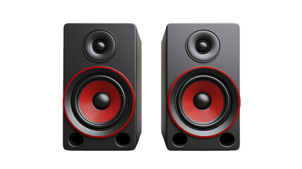 Fototapeta premium High Quality Red and Black Speakers for Modern Music Studio