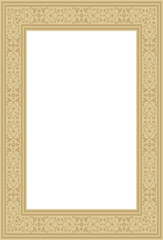 Vector golden square Turkish national ornament. Ottoman border, frame. Ethnic floral rectangle, Seljuk Turks pattern. Decoration of the Sultan's palaces