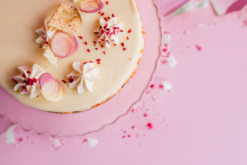 Delicious cake placed on a decorative plate showcasing a tempting dessert creation