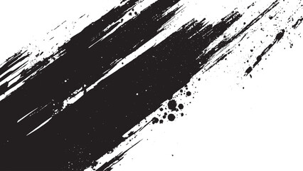 Abstract grunge texture of black paint. A layer for use in design. Abstract Grunge Splatter Line Pattern on white and transparent background. 