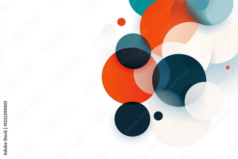 Poster a geometric design of concentric circles, with one circle in a bold, vibrant color as the primary fo