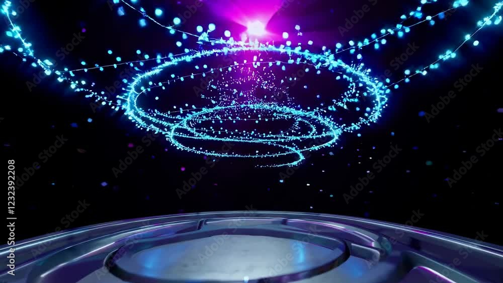 Poster exploring a futuristic hologram environment with dynamic visual effects and high-tech elements in an