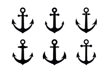 anchor  silhouette vector icon set design