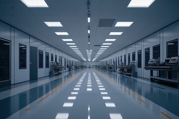 Spacious and Clean Industrial Interior of a Modern Manufacturing Facility