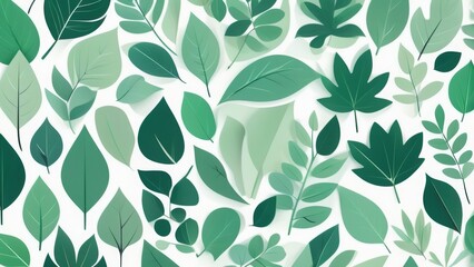 pattern of leaves in a flat style on a white background. Perfect for nature-inspired designs, textiles, wallpapers