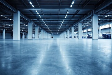 Spacious Industrial Warehouse Interior with Clean Concrete Floor
