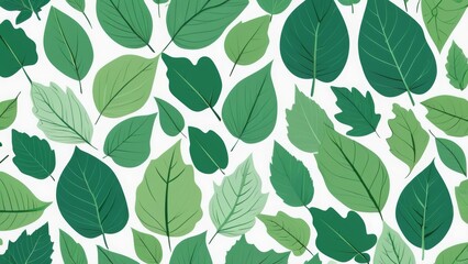 Fototapeta premium pattern of leaves in a flat style on a white background. Perfect for nature-inspired designs, textiles, wallpapers, packaging, and digital projects