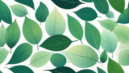 Obraz premium pattern of leaves in a flat style on a white background. Perfect for nature-inspired designs, textiles, wallpapers, packaging, and digital projects. Modern and minimal botanical illustration