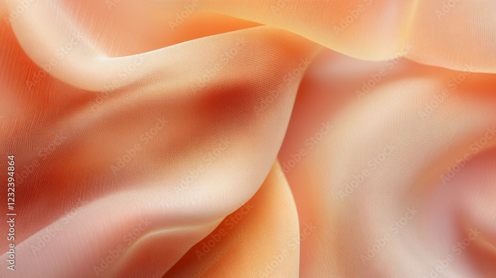Aufkleber peach colored silk fabric texture elegant soft drape background wave fold style curve light shiny