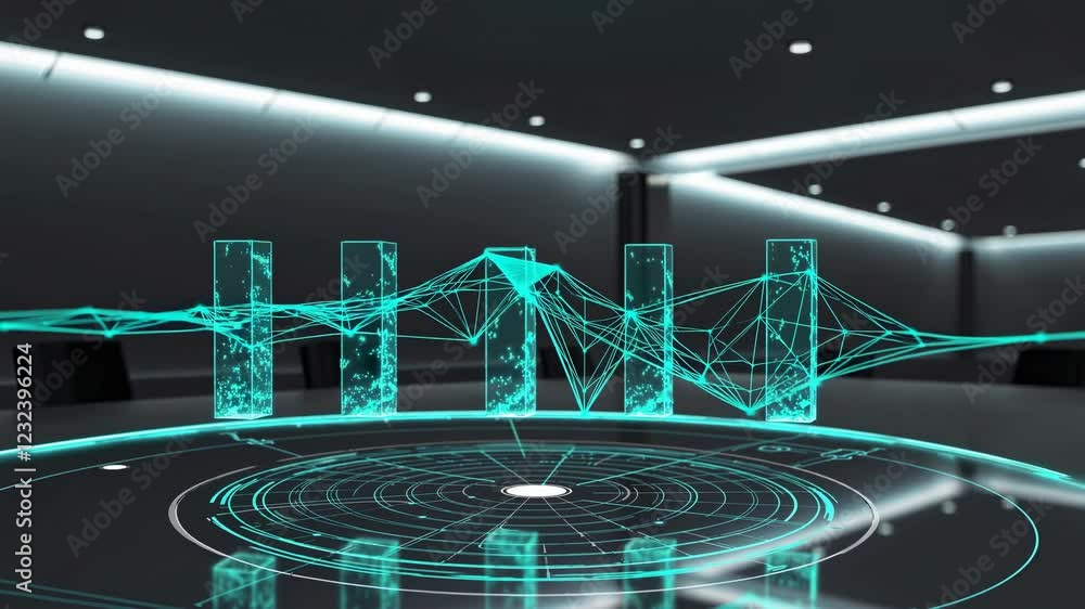 Poster Innovative communication technology featuring futuristic holograms in a high-tech environment