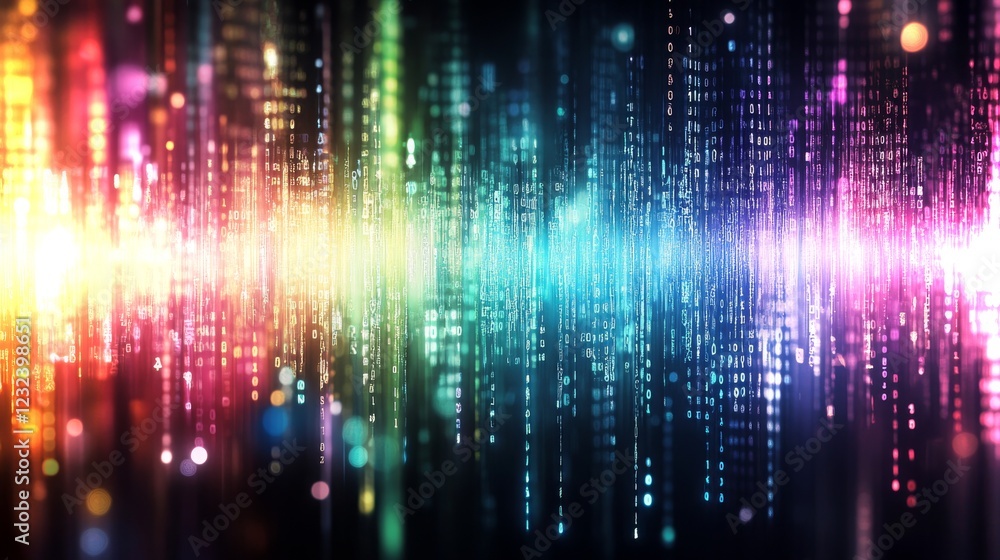 Poster dynamic abstract visualization of colorful data streams in stunning 4k quality