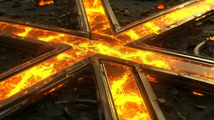 Glowing Pathways Crisscrossing Through Dark Terrain in Gigapixel Quality