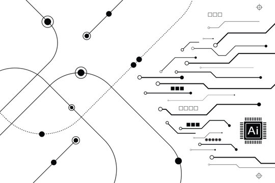 Abstract futuristic circuit board Illustration, Circuit board with "GENERATIVE AI ". Circuit board pattern for technology background. Vector illustration on white background.