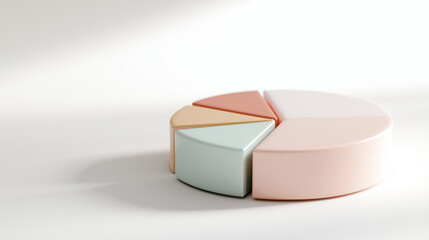 Modern 3D Rendered Pie Chart Icon with Colorful Slices