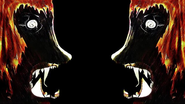 Angry monsters showing his fangs looped animation