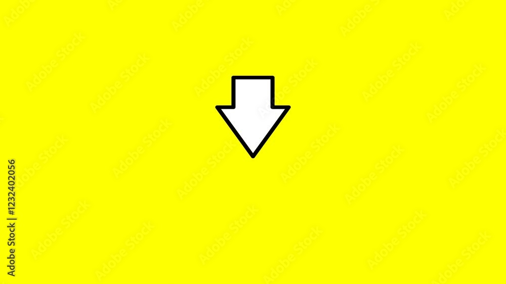 Poster animated down arrow symbol on 4k alpha channel transparent background.