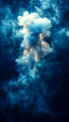Swirling light blue smoke pattern creates mesmerizing visual effect