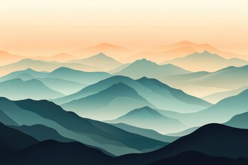 A flat abstract of a mountain range with layered shapes and subtle texture differences, creating a sense of depth and grandeur