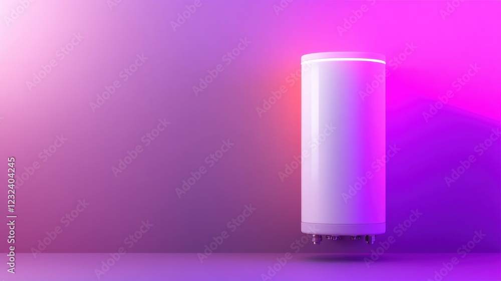 Fototapete a white rectangular water heater floating on a gradient purple background
