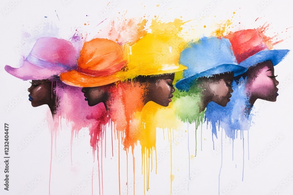 Poster a soft watercolor painting of a group of people gathered around a charismatic speaker, with their co