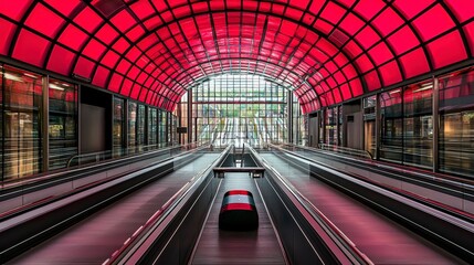 Light Trails in Modern Architecture Featuring Vibrant Red Design