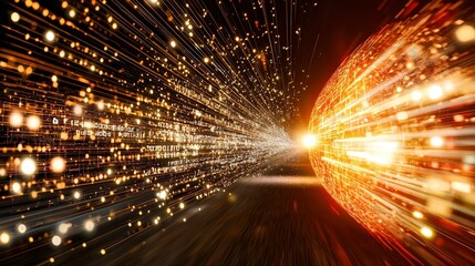 Luminous Neon Circuits Glowing Against Dark Background in Motion