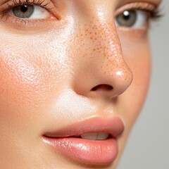 Macro focus on cheekbone with texture and pigmentation under natural light