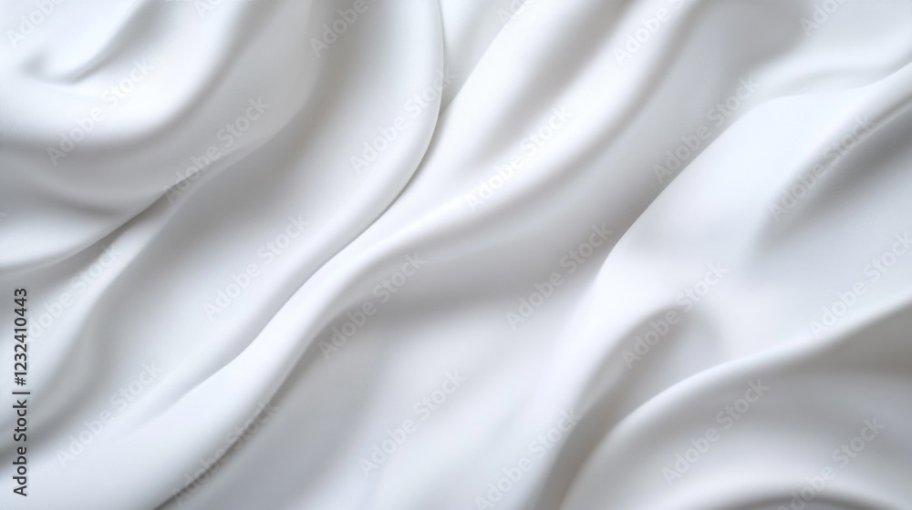 Poster elegant white silk fabric drape soft texture background design wave fold curve clean style light