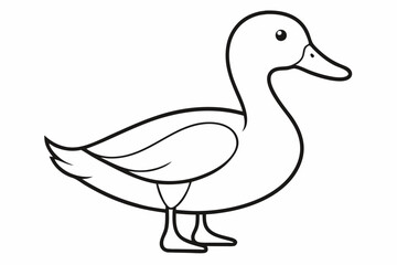 duck line art vector illustration isolated. kids crayon drawing duck with Transparent Background Clipart