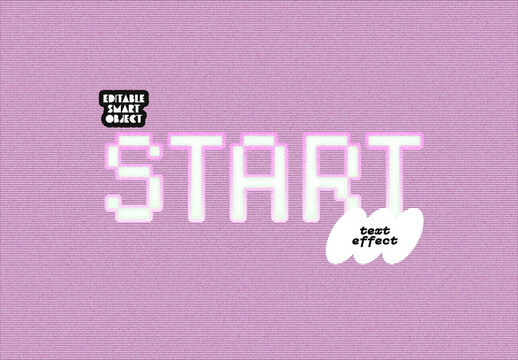 Retro Pixel Glitch Text Effect Mockup