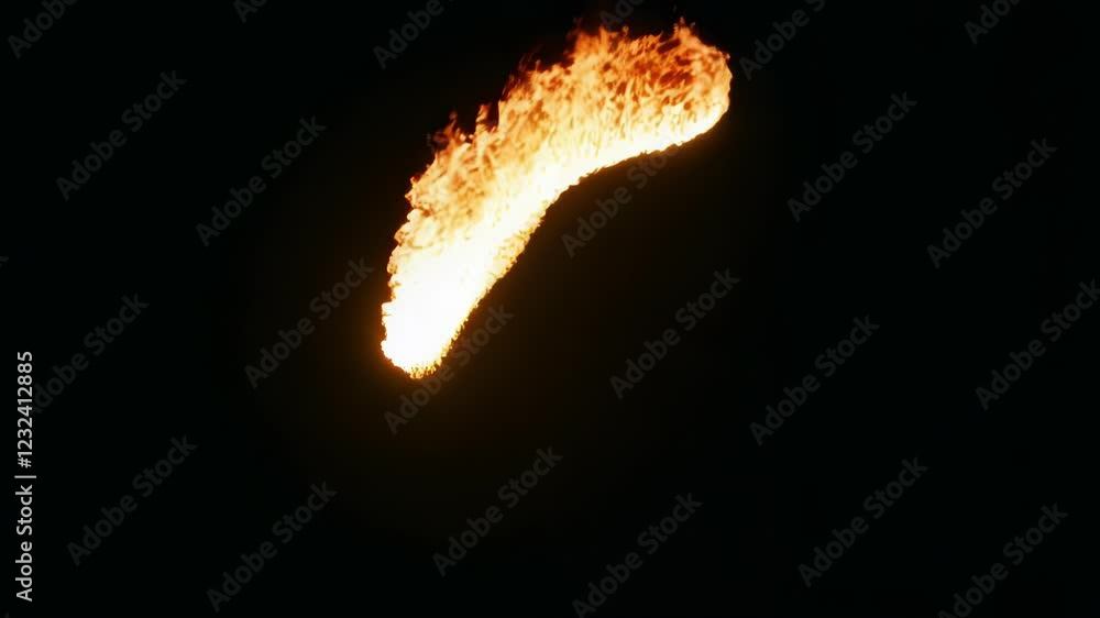 Poster realistic fireball dynamically transforming against dark background, exhibiting intense energy with 