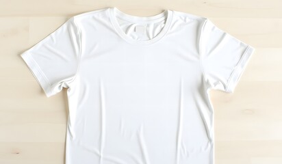 Plain white t-shirt on wooden background