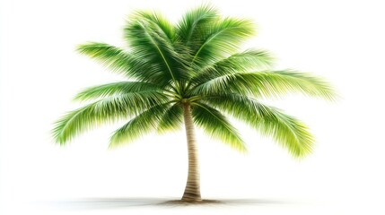 Tropical Palm Tree on White Background, Vacation