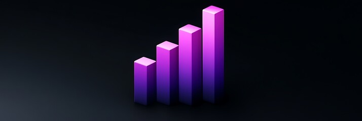 Clean financial services icon with a vibrant purple bar graph set against a sleek black background representing financial growth and professionalism