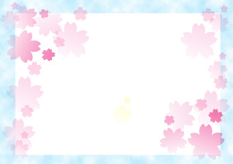 桜のシンプル枠線背景パステルカラー