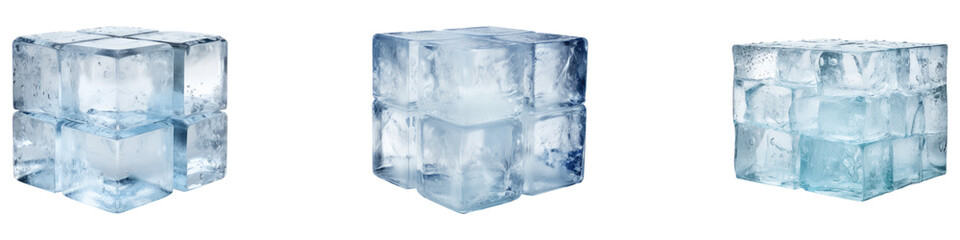 Ice box isolated on transparent background, PNG, Set of
